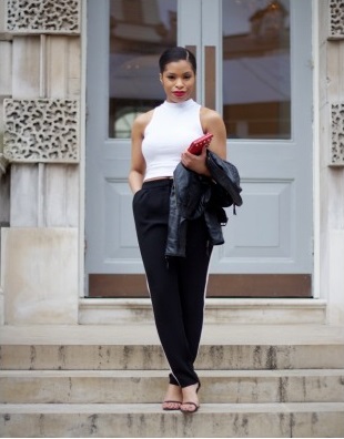 crop top sur pantalon taille haute (1)