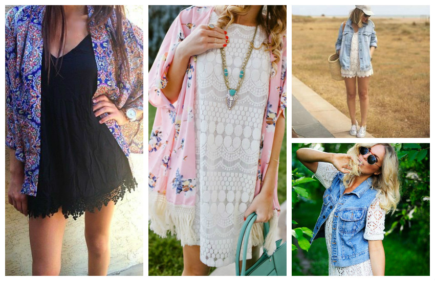 crochet denim kimono